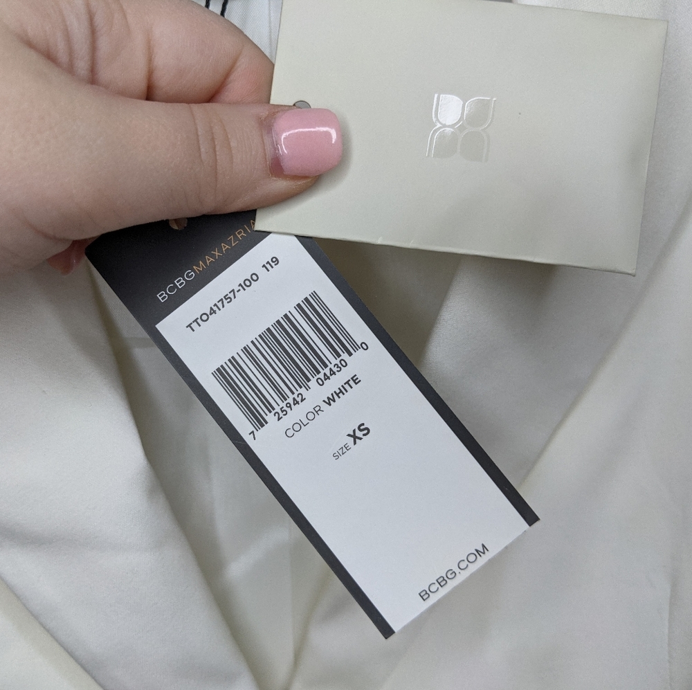 NWT BCBGMaxazria White Short Sleeve Blazer XS - Picture 7 of 11
